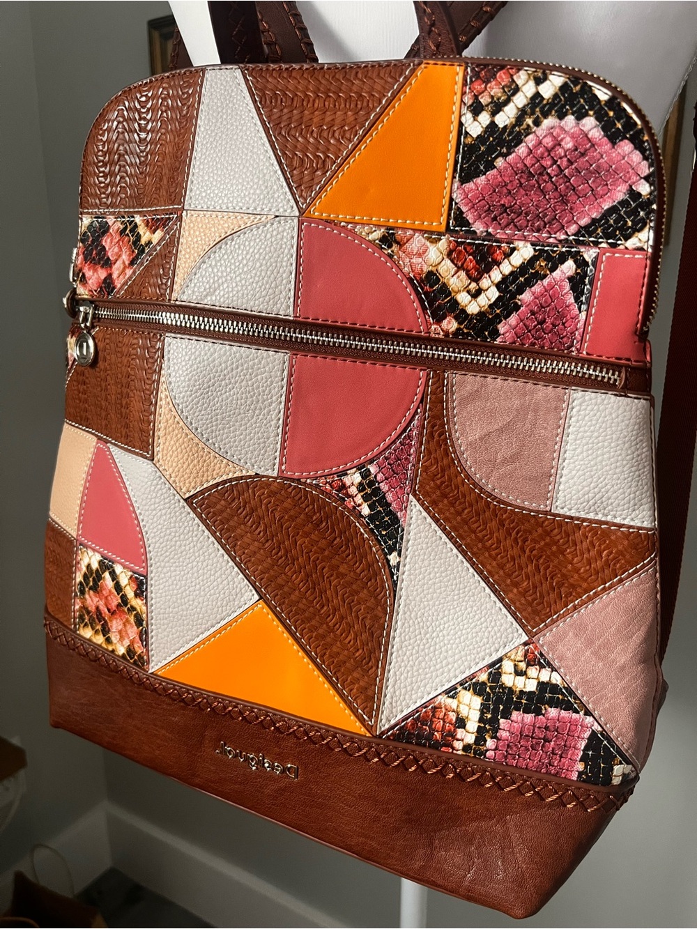 Patchwork Leather Backpack - Multicolor - Picture 2 of 4